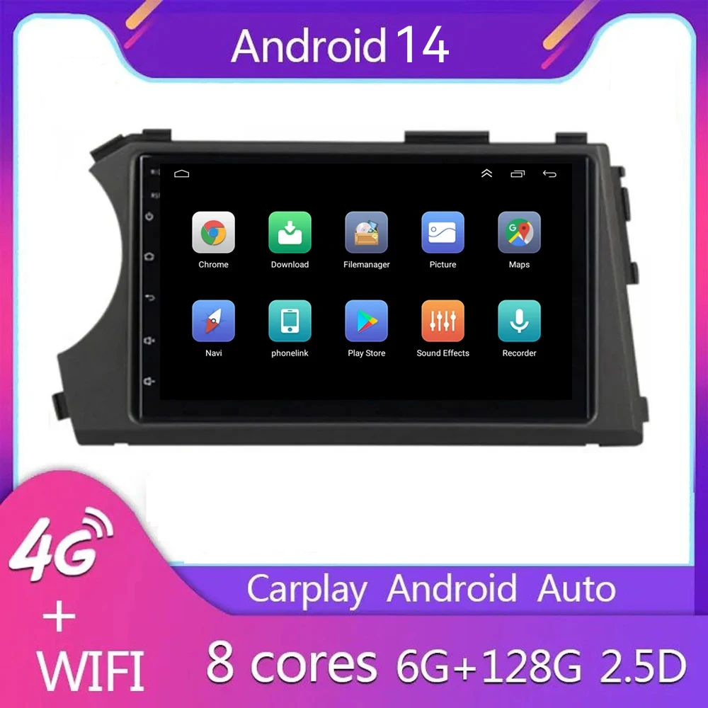 2DIN Car Radio Android 14 Carplay GPS 4G For Ssangyong Kyron Actyon 2005 2006 2007 2008 2009 -2013 Bluetooth Multimedia Player