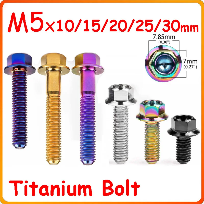 

Titanium Bolt M5 10-30mm Flange Hex Head Titanium Bolts M5 Titanium Screw for Motorcycle Electric Motorcycle Retrofit