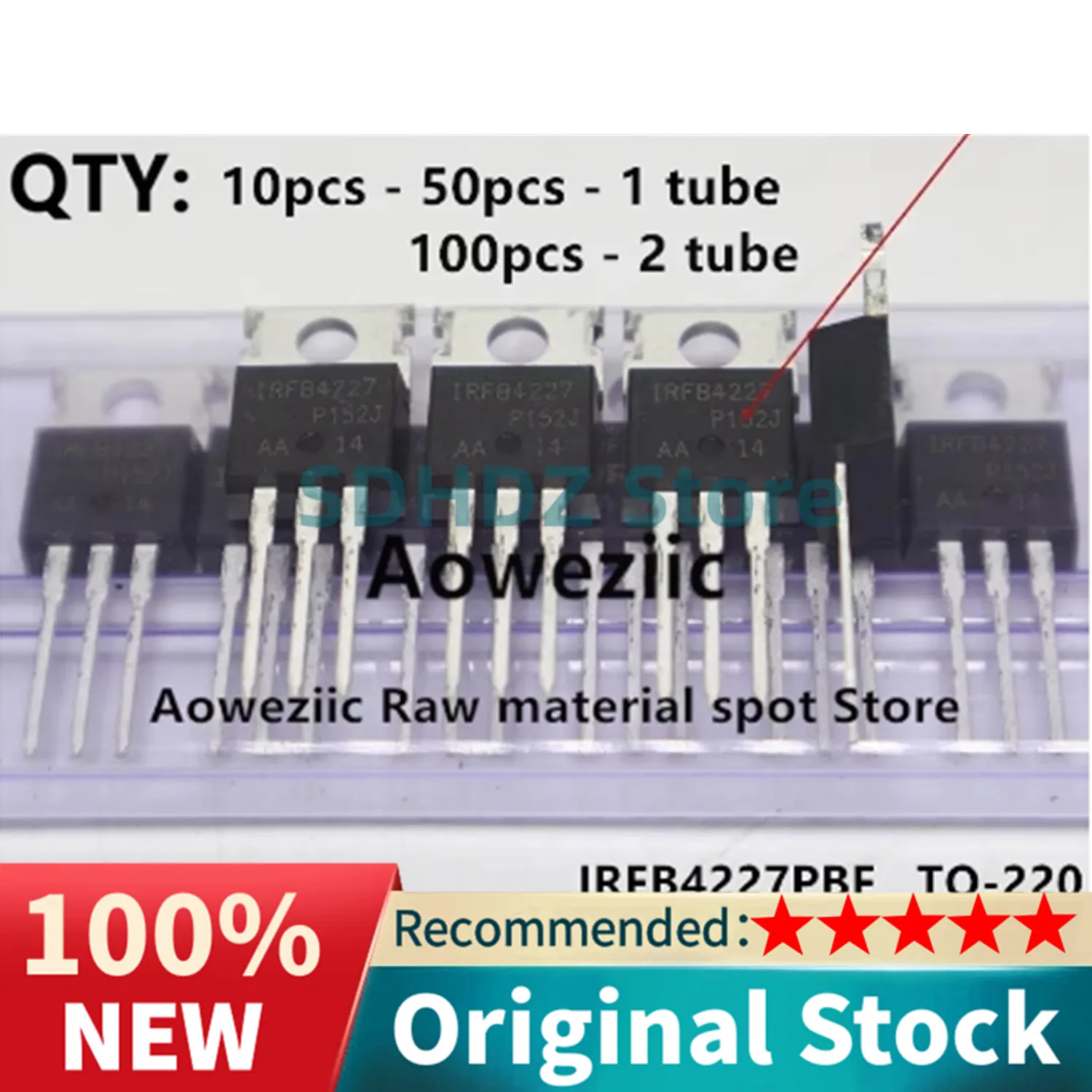 100% New Imported Original IRFB4227PBF IRFB4227 FB4227 TO-220 N-Channel 200V 65A MOS Tube PDP Switch