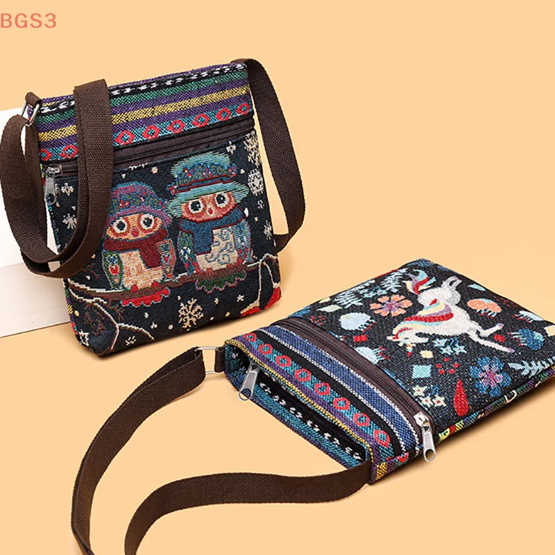 Lady Crossbody Shoulder Bag, Phone Purse Handbag, Ethnic Style Embroidered Messenger Bag, Retro Small Canvas Bag