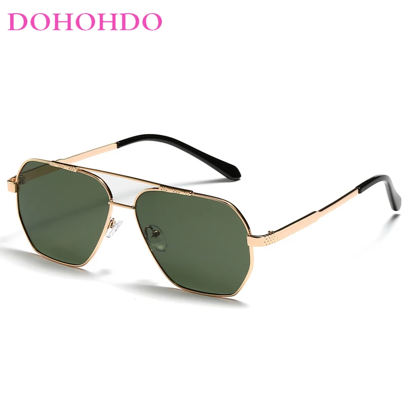 

DOHOHDO Metal Big Frame Pilot Women Sunglasses Double Bridge Retro Men Glasses UV400 Shades Eyewear Female Lentes de sol mujer