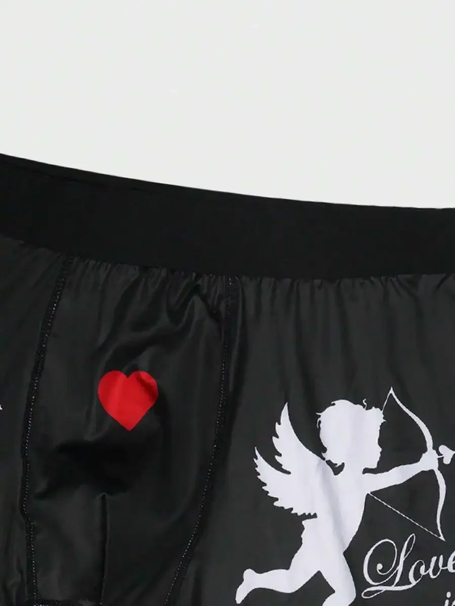 

Mens Cupid And Heart Printed Boxer Briefs