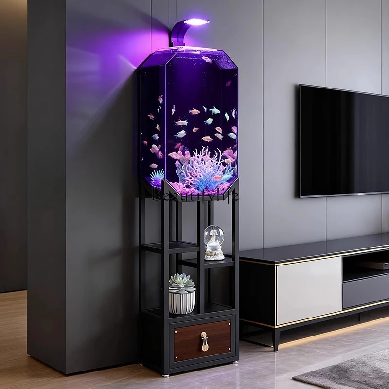 

2025 new fish tank household living room small creative ecological acrylic floor vertical fish tank aquarium