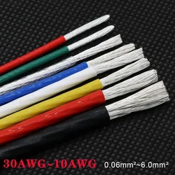 1/5/10m FEP Wire 0.12 0.2 0.5 0.75 1 1.5 2 2.5 4 6 10mm High Purity OFC Silver Plated Copper Cable HiFi Audio Speaker Headphone