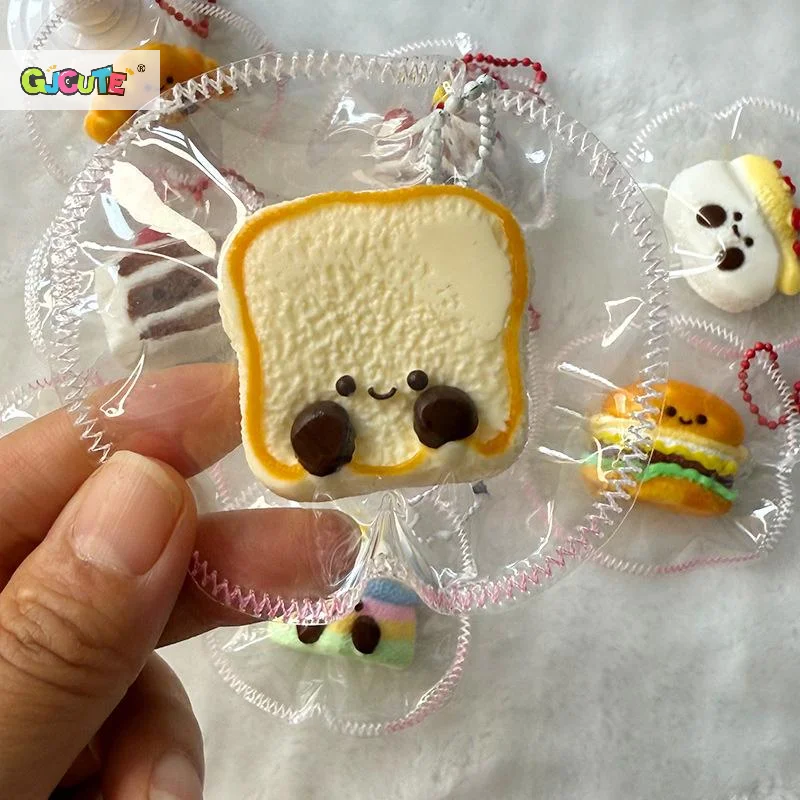 Cute Simulation Toast Bread Squeeze Toy Cartoon Silicone Stress Relief Toy Fun Mini Decompression Slow Rebound Toys Gifts