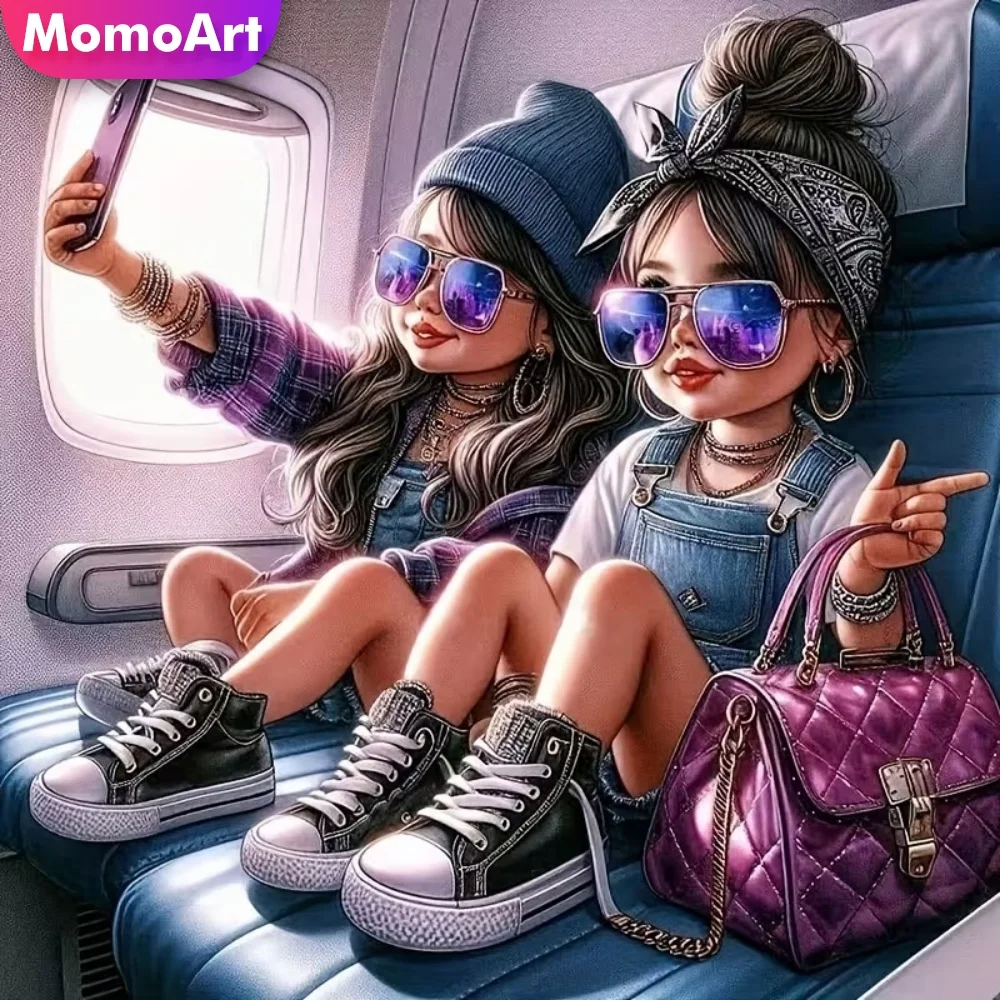 Momoart Diamond Painting Girl Portrait DIY Pattern for Adults Beginners Diamond Mosaic Kid Embroidery Cartoon Decor for Home