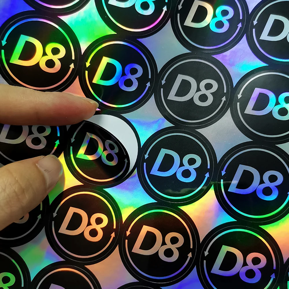 100PCS Custom Holographic Stickers Customized Logo Stickers Wedding Business Laptop Bike Waterproof Personalized Laser Labels