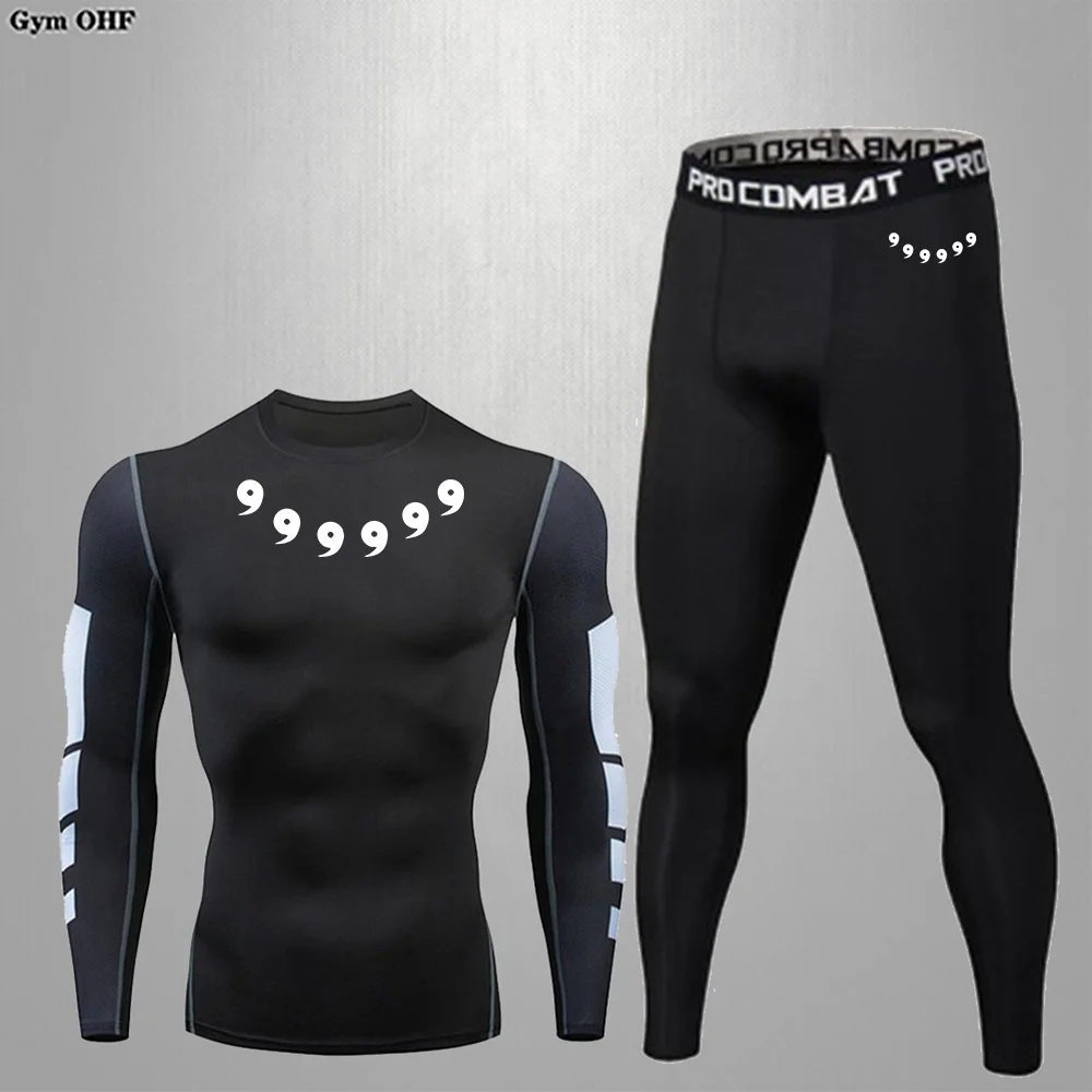 Men's Anime Printed Long Sleeve Set Fashionable Sweat Absorption Heat Dissipation Fast Drying High Elasticity Professional MMA