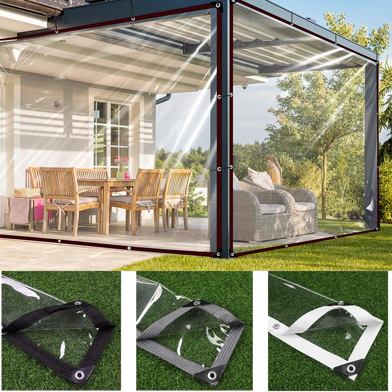 99.9% transparent  0.35mm PVC rainproof cloth balcony windproof and waterproof fence shade cloth transparent rainproof tarpaulin
