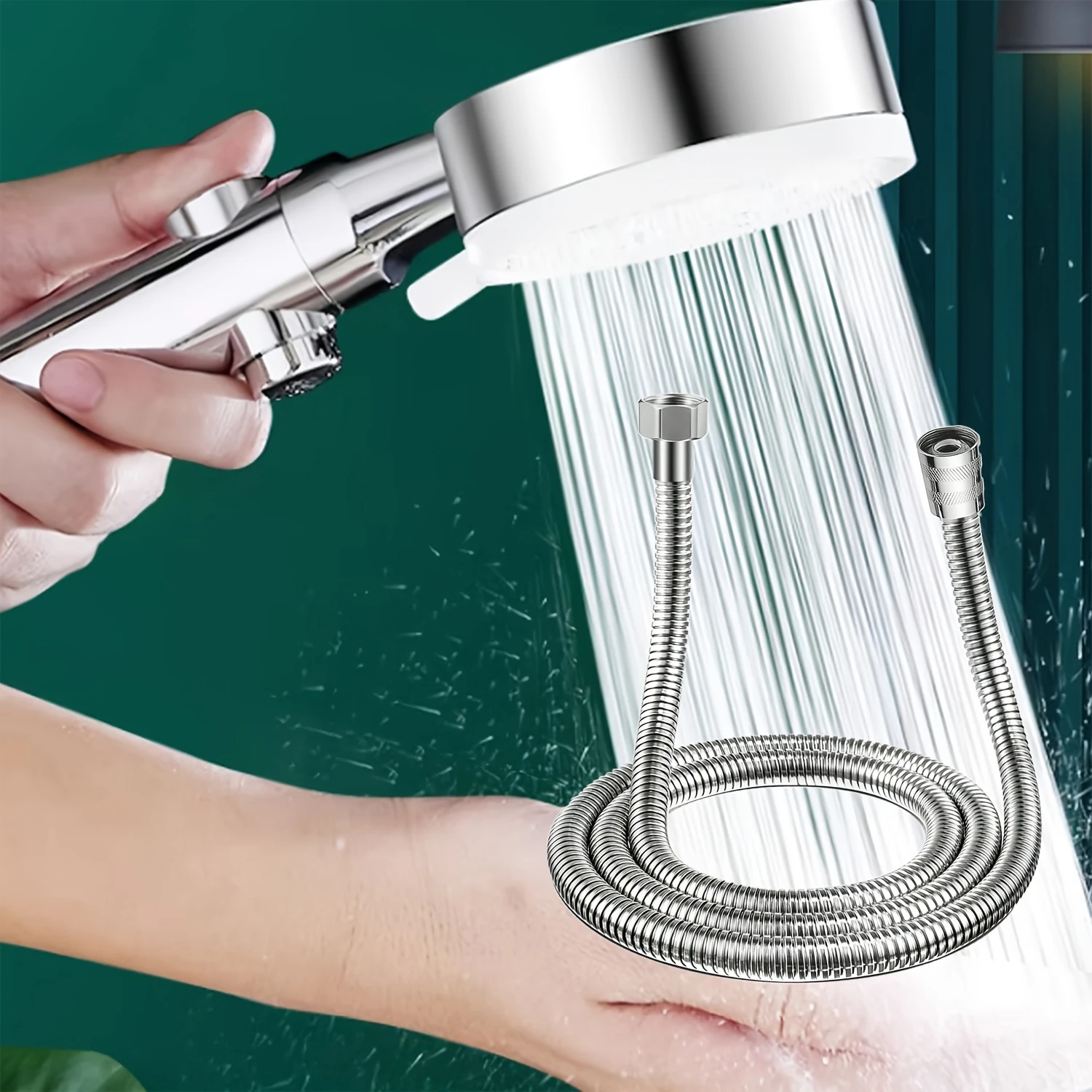 

Ручная насадка для душа высокого давления с кнопкой выключения, 2 шт., набор настенных насадок для душа с 5 режимами распыления, универсальный разъем, B