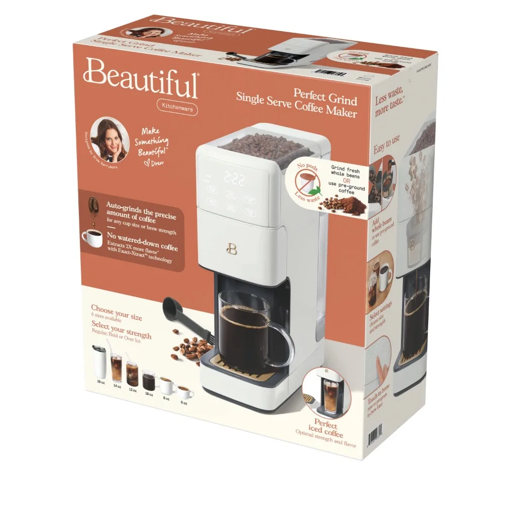 Programmable Single Serve Coffee Maker, White Icing by Drew Barrymore