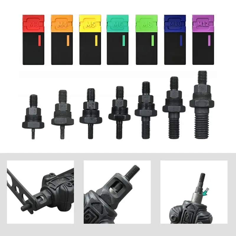 M3-M12 Rivet Nuts Rivetnut Flat Head Insert Nut Rivet Nut Tool Manual Mandrels Metric Threaded Nutsert Bolt Kit