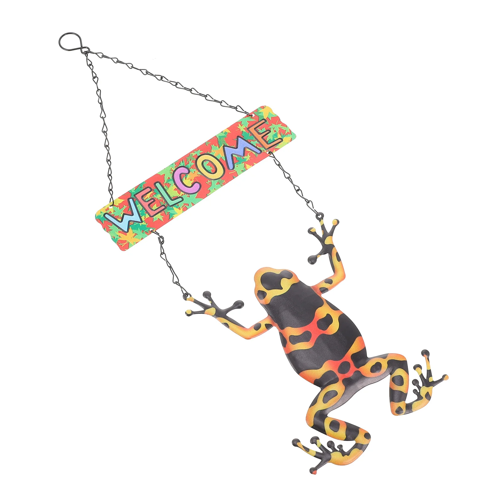 

Colorful Frog Welcome Sign Iron Hanging Wall Decor Decorative Garden Plaque Front Door Ornament Wall Pendant Entrance Welcome
