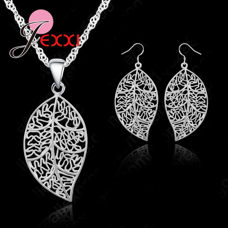 

Классические ювелирные изделия, лучшие комплекты ювелирных изделий из стерлингового серебра 925 пробы, серьги с листьями, подвески в виде листьев и листьев, ожерелья + 18 дюймов