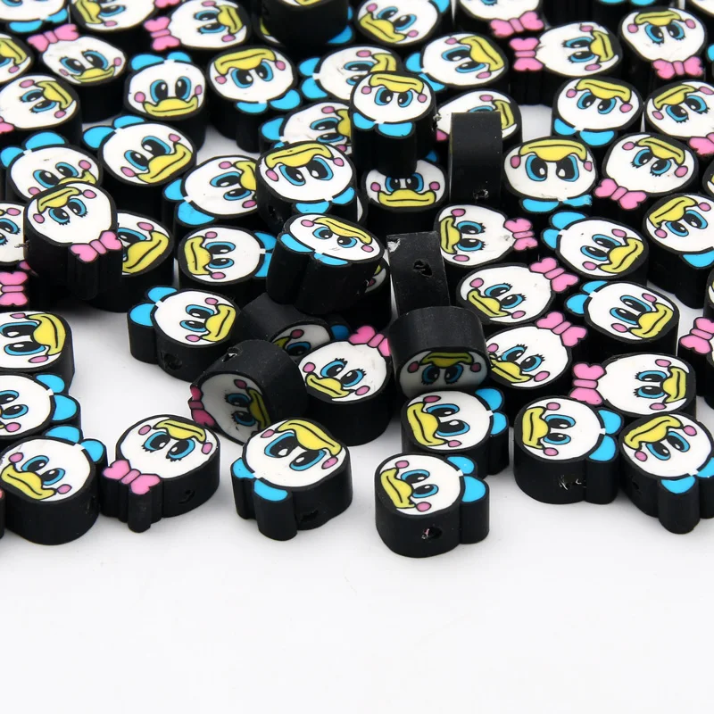 Cuentas de arcilla polimérica de pato rosa y azul, espaciador de arcilla bonito, cuentas sueltas para hacer joyería DIY, accesorios de Artesanías hechas a mano, 20/50/100 Uds.