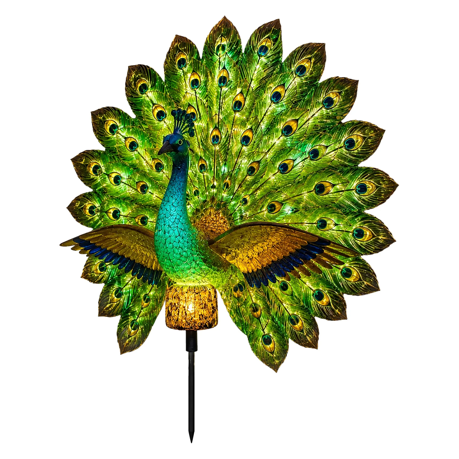 Solar Peacock Yard Stake Light Outdoor Resin Animal Figurine Garden Lawn Decorative Sculpture Pathway Art Decor Gift