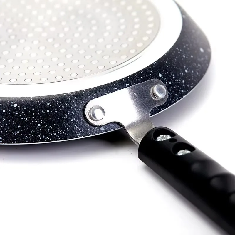 مقلاة سطحية غير لاصقة من الألومنيوم مقاس 8 بوصة مقالي قلي المطبخ المنزلية متعددة الأغراض بسيطة متينة بمقبض طويل وعاء مضاد للحرق