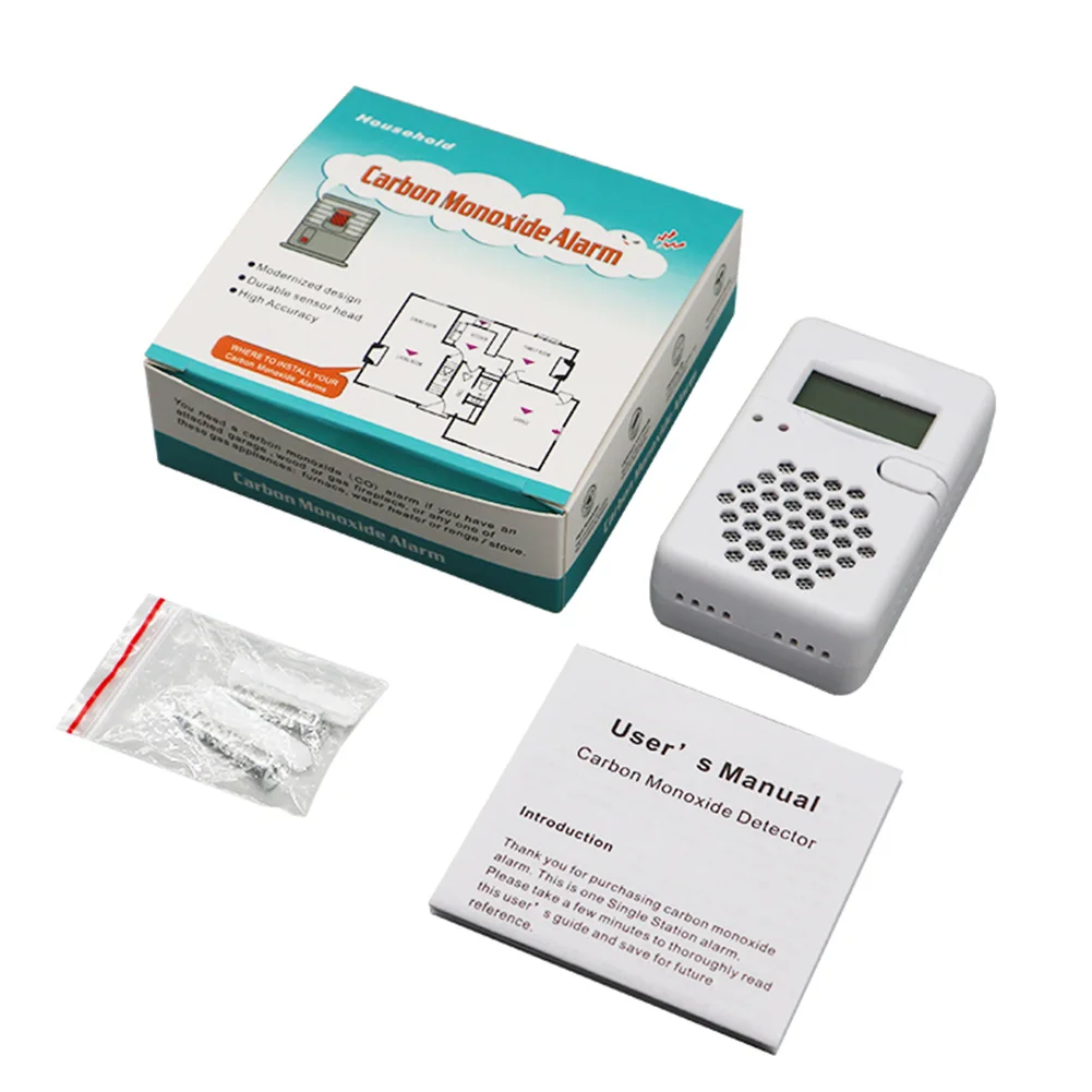 كاشف تسرب الغاز المشترك مع شاشة LCD ، مراقبة إنذار تعمل بالبطارية ، تحذير ضوء الصوت ، المنزل ، الشقق