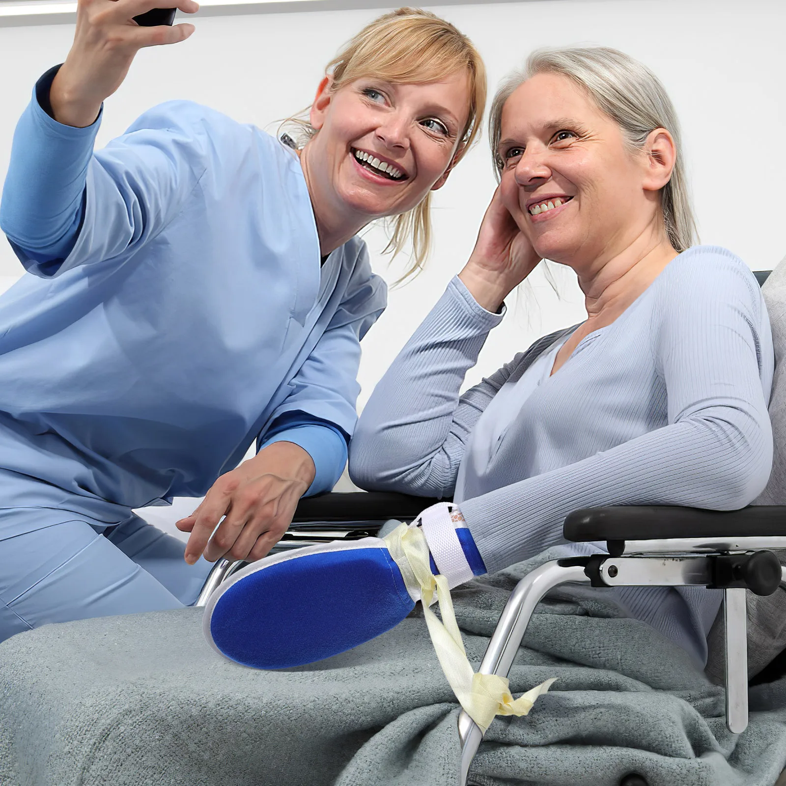 

2pcs Padded Restraint Gloves Adjustable Safety Hand Protectors For Medical Use Elderly Patient Care Prevent Finger Injury Mitts