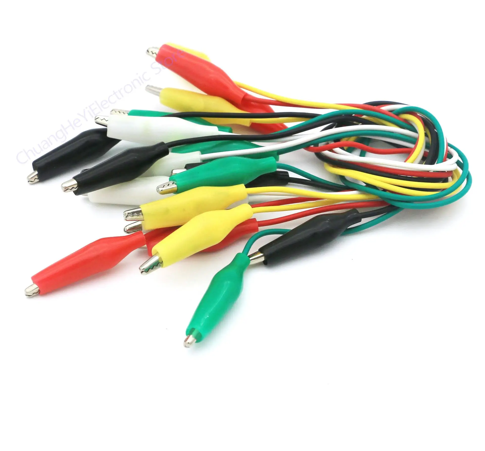 10Pcs 5 colors 30cm length double-ended alligator clips jumper wire mini test clips DIY test cable test folder test hook clip
