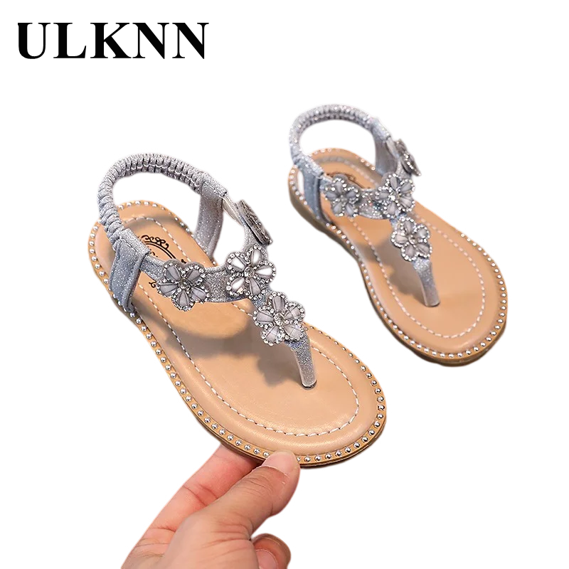 kid's Slippers chilren's New 2023 silver shoes baby flowers sandals  Infants Princess Students Soft Bottom Girl Beach Shoes