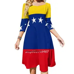 Flag Of Venezuela Evening Party Dresses Midi Sexy Dress Female Sweet One Piece Dress Korean Flag Of Venezuela Venezuela