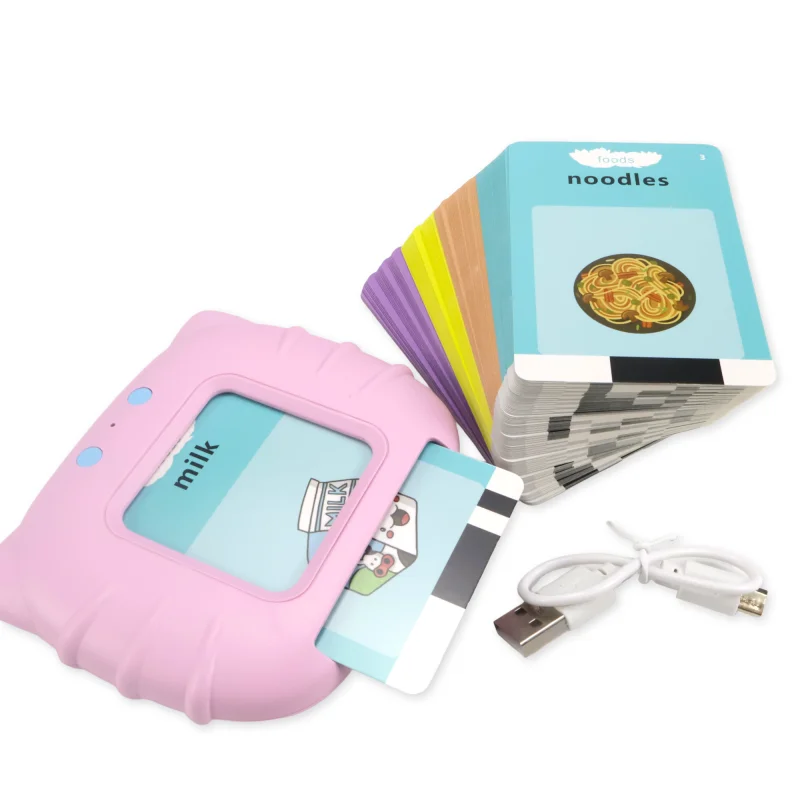 قارئ بطاقات تعليمية ناطقة للأطفال 112 بطاقة 224 كلمة آلة التعلم المبكر لعبة مونتيسوري هدية أزرق وردي #5