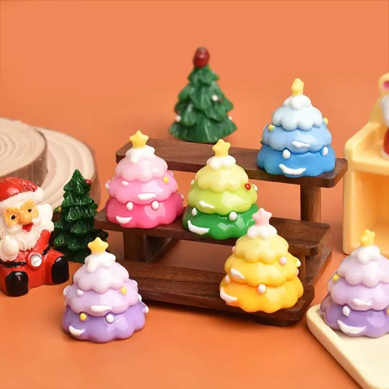 5 stks Mini Kleurverloop Kerstboom Taart Voedsel Speelcrème Lijm DIY Hars Widgets Kerst Scène Decoratie