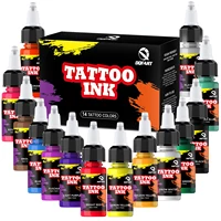 DQFART 14 colores 15ml tinta de tatuaje profesional de alta calidad pigmento de tatuaje duradero pigmento de arte corporal tinta de tatuaje suministros de tatuaje