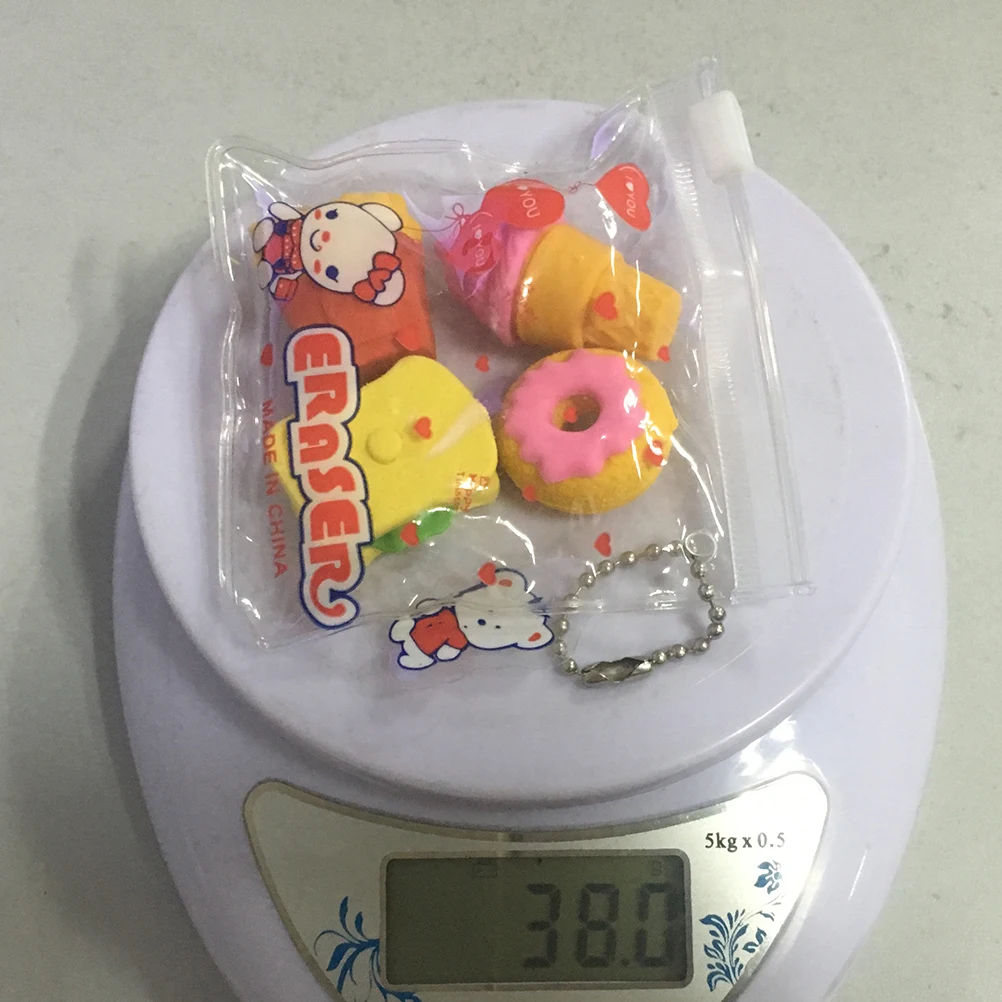 

4pcs Cartoon Food Shaped Cute Kids Stationery School Supplies Party Favors Birthday Gifts Classroom Rewards For Children