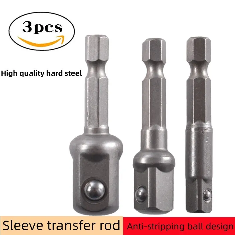 3 Pcs Drill Socket Adapter Impact Drill Extension Drill Bits Bar Socket Adapter 1/4 3/8 1/2 Size Hex Shank Square Head Drill Bit