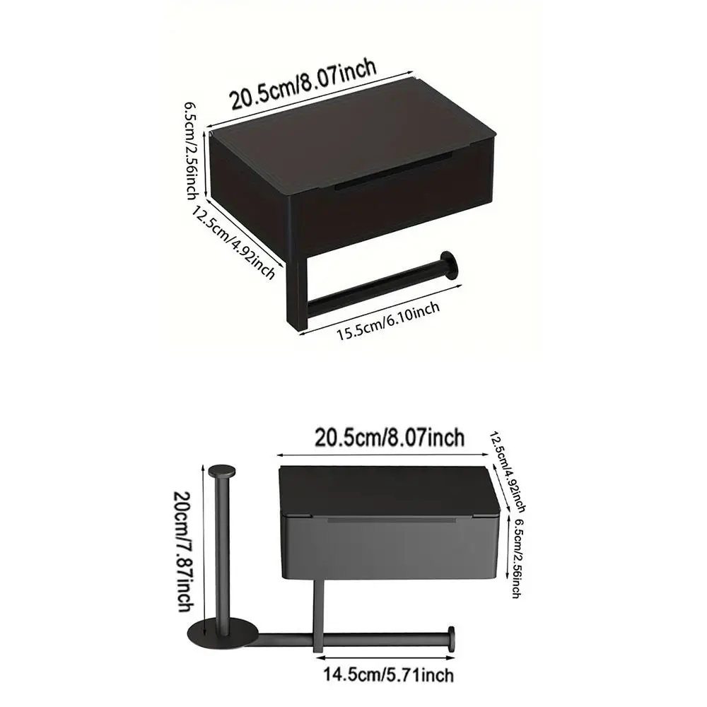 Stainless Steel Toilet Paper Holder Self-Adhesive Storage Box Toilet Roll Rack with Shelf Strong Load Bearing Multi-Functional view 5