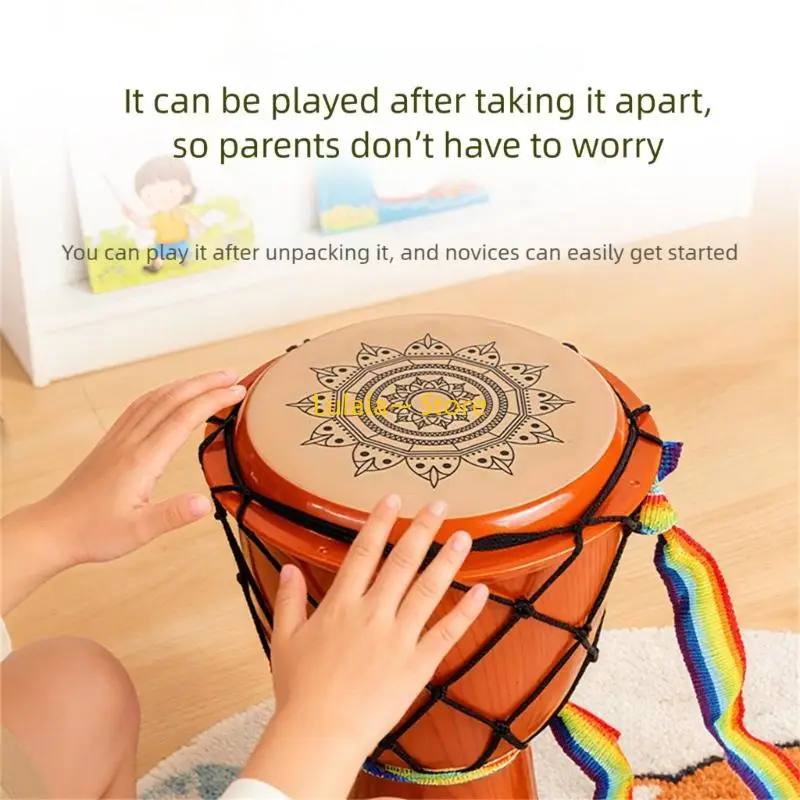 Đồ chơi trống cầm tay trẻ Y4QA với hoa văn đầy màu sắc Công cụ phát triển âm nhạc thời thơ ấu Đồ chơi nhạc cụ gõ cho trẻ mới