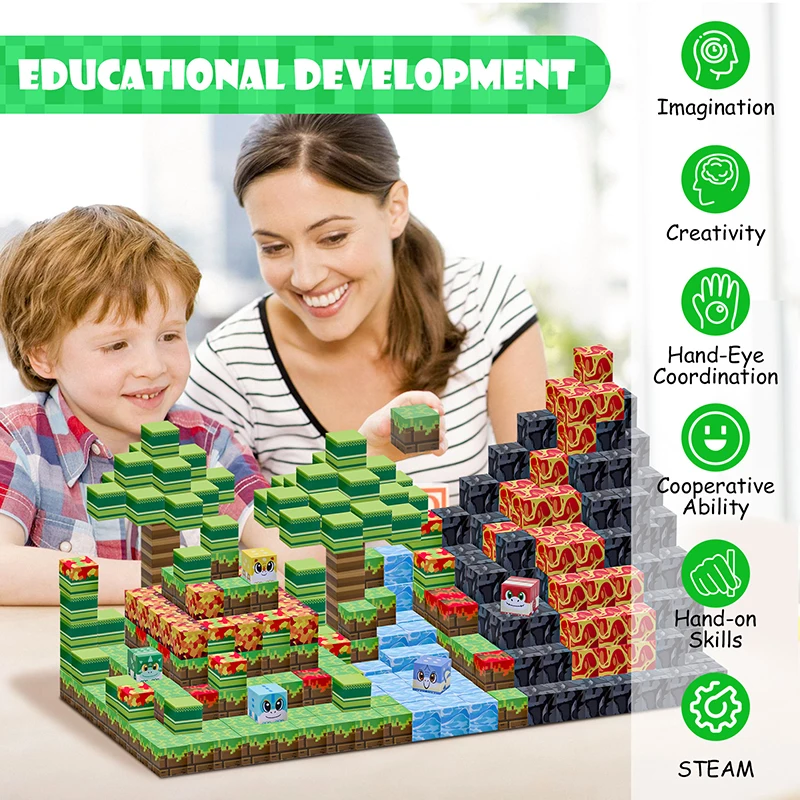 ชุดตัวต่อแม่เหล็ก 80 ชิ้น ธีมไดโนเสาร์ ของเล่นเสริมพัฒนาการ STEM สำหรับเด็กชาย เด็กหญิง อายุ 3 ปีขึ้นไป ของขวัญคริสต์มาส แบบประกอบเอง