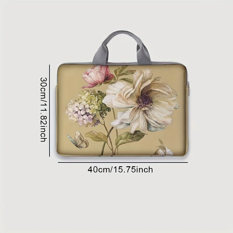 Набор из 1 предмета, сумка для ноутбука с цветочным узором, портфель, подходит для 14-дюймовых ноутбуков, фиксированная сумка для ноутбука