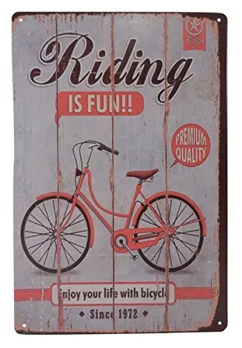 Bicycle Bike Riding Is Fun Ride Tin Sign Bar Pub Garage Home Art Wall Decor Poster Retro