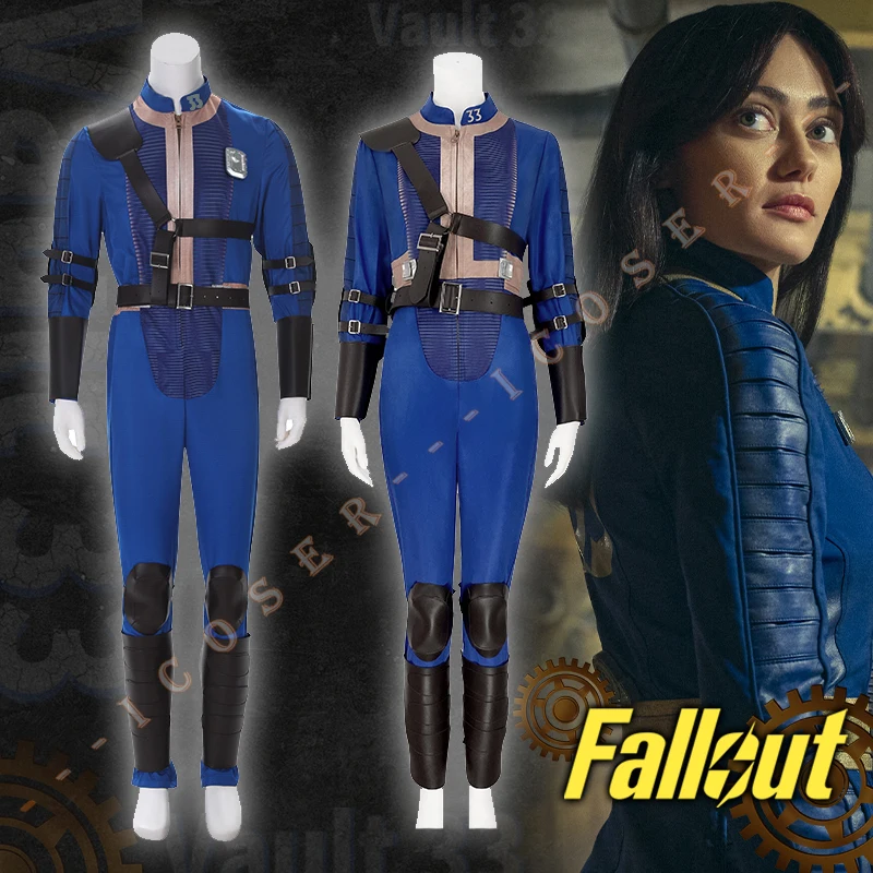 Fall Cos Out Lucy Cosplay Costume Vault 33 Female Male Survivor Suit Jumpsuit Uniform Prop Kids Halloween Party Women Men iCoser