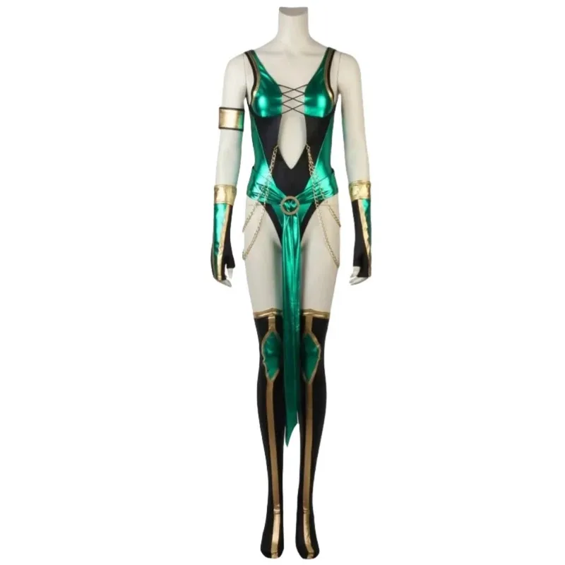 

Jade Cosplay Costume Halloween Women Jumpsuit Fancy Bodysuit