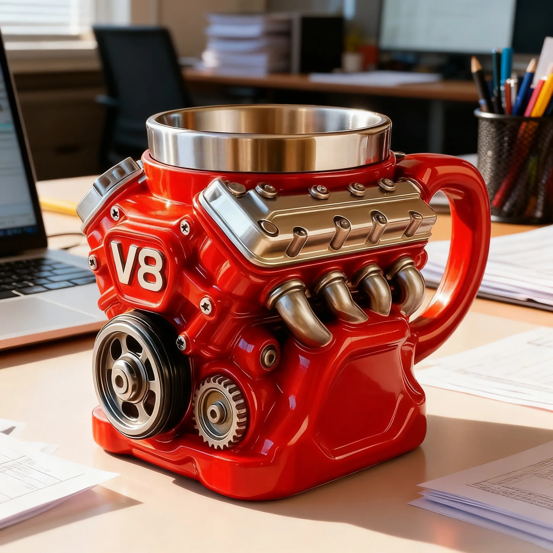 Industrial Style V8 Engine Mug Mechanical Shaped Beer Tea Cup Creative Coffee Beer Water Cup Unique Home Decor Retro Drinkware