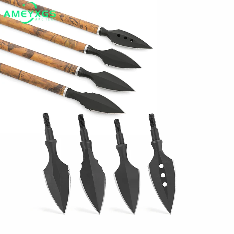 

6/12pcs Archery Arrowhead Target Broadhead Universal Thread High Carbon Steel DIY Arrow Shaft for Outdoor Shooting Accessories