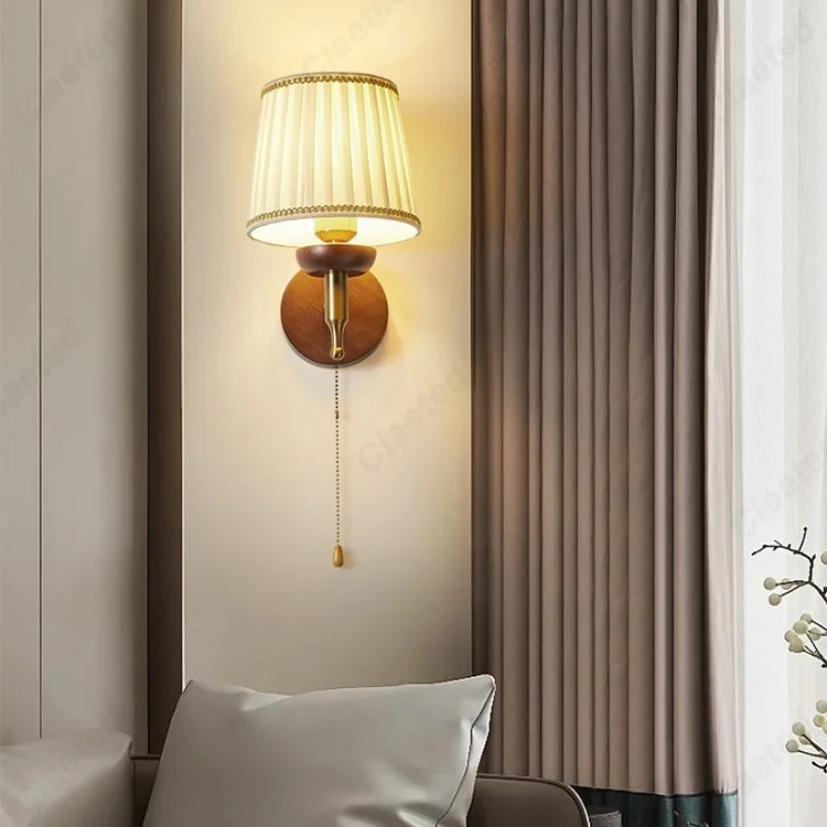 European Creative Retro LED Cable Switch Wall Lamp Living Room Study Bedroom Bedside Reading Lighting