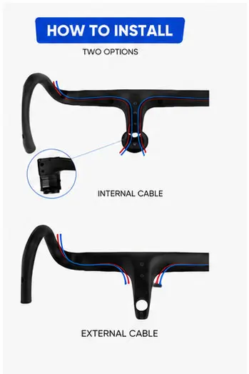 T1 No-Logo-Rennradlenker aus Vollcarbon mit interner Kabelführung, integriertem Cockpit für 360-380 mm mit Montagespacer. – Detail 6