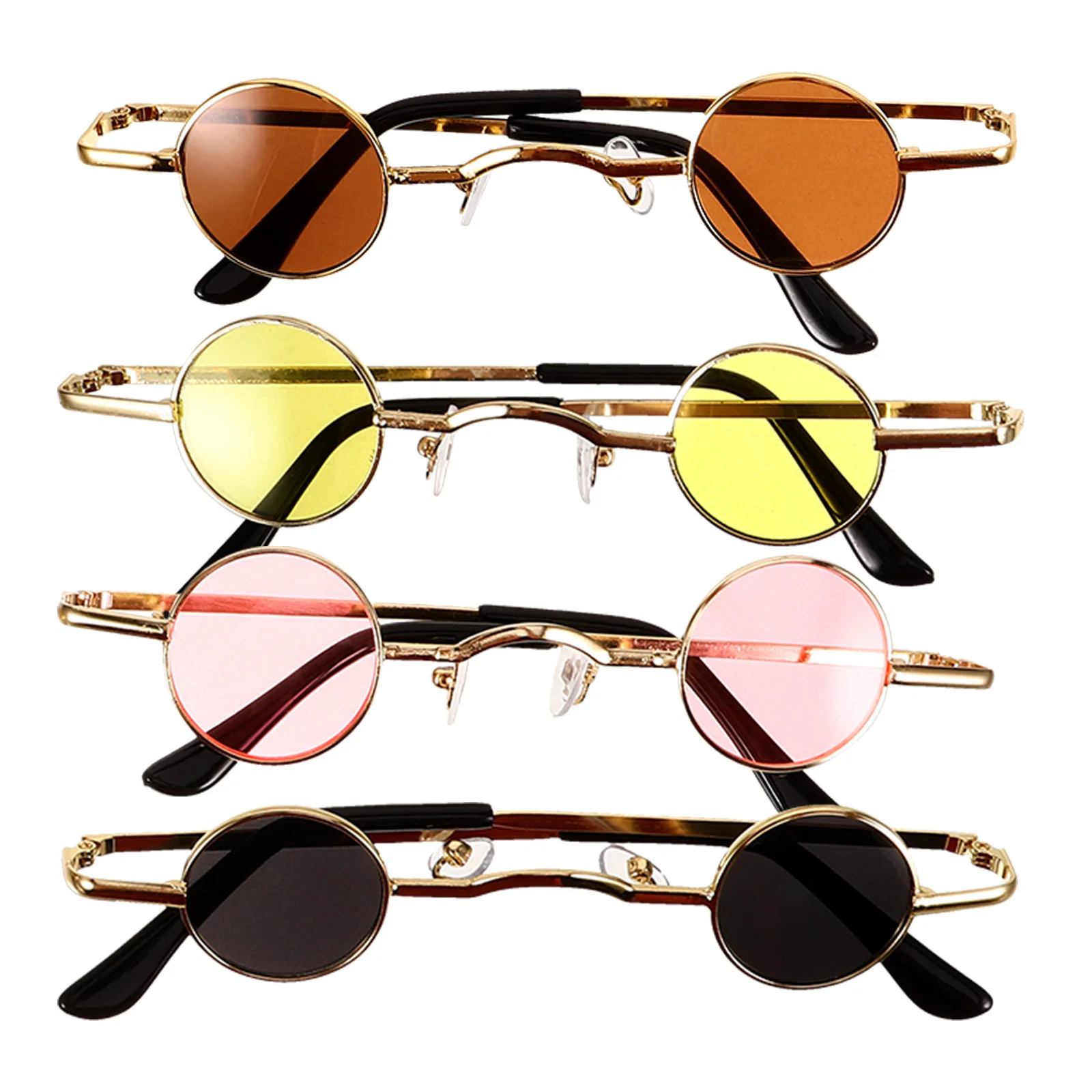 

4pcs Mini Round Sunglasses Lightweight Stylish Women Fashion Uv Protection Beach Party Summer Eyewear Outdoor Shades