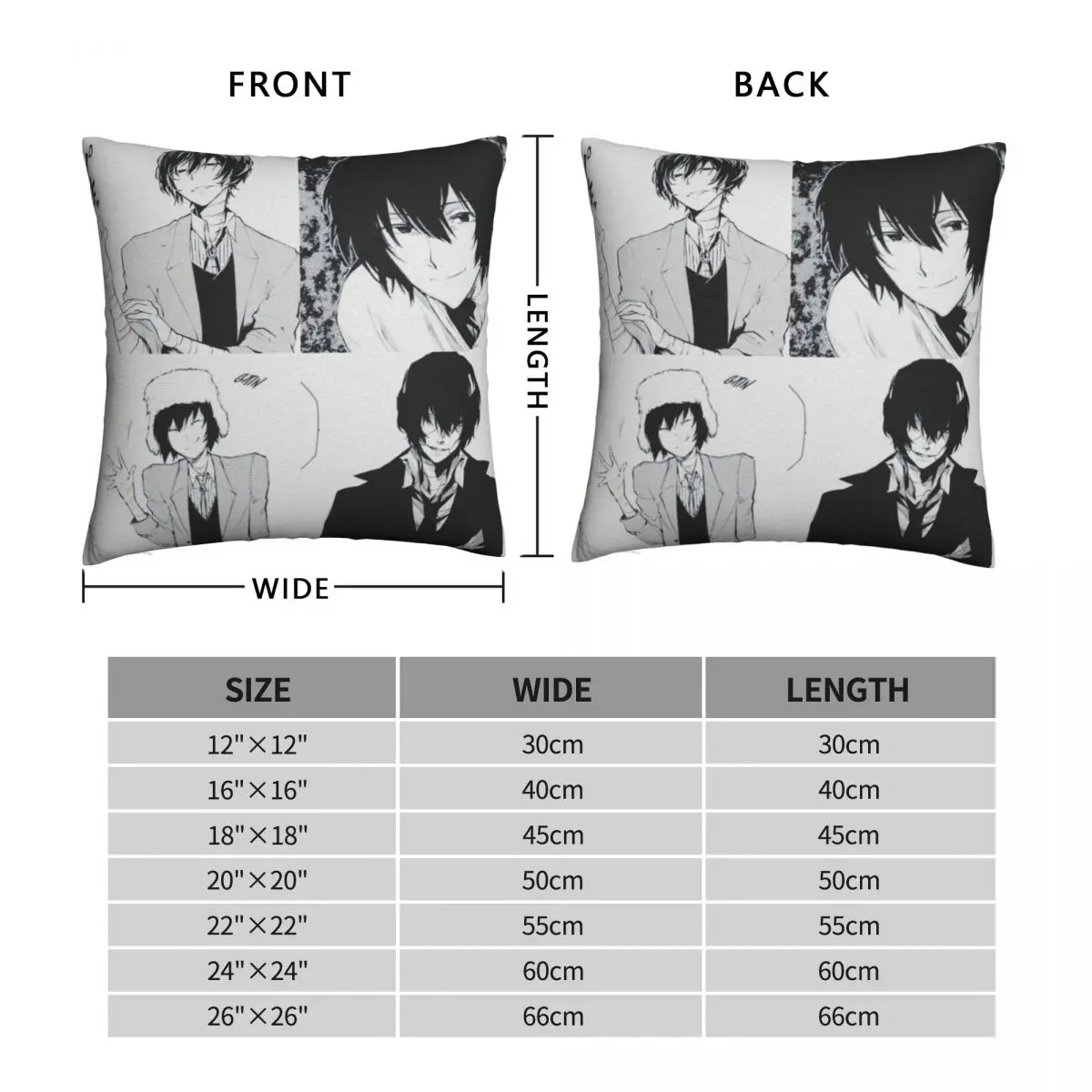 Manga Panels Dazai Osamu Square Pillowcase Polyester Linen Velvet Creative Zip Decor Pillow Case Sofa Cushion Case 45x45