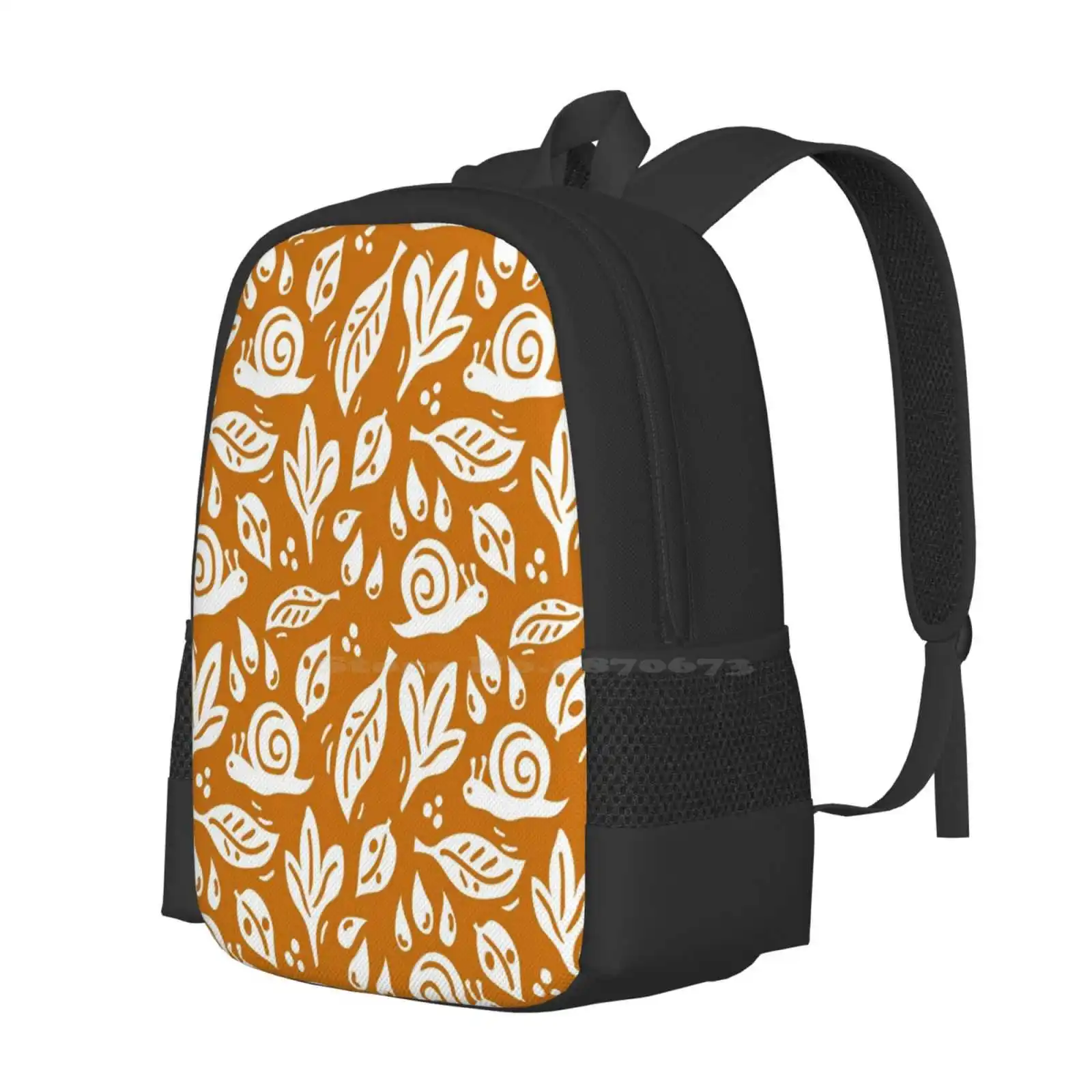 Autumn Mood-Snails And Rain Large Capacity School Backpack Laptop Bags Snails Rain Autumn Fall Cozy Season Leaves Foliage