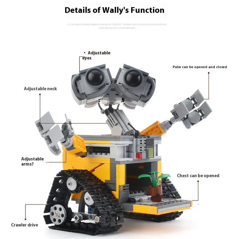 Pixared Walle Robot Building Block Assembly Model Kit Children'S Puzzle DIY Toy Desktop Ornament Gift WALL-E