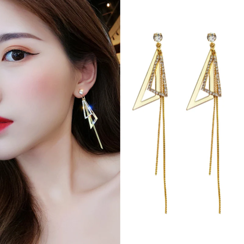 Triangle Tassel Earrings Korean Long Statement Geometric Earring For Women Fashion Jewelry Oorbellen Brincos