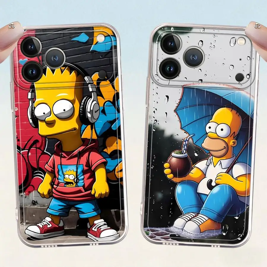 Coole Cartoon Simpsons Hülle für iPhone 17 Pro Max XS Max 13 Pro 16 11 14 Plus 12 Mini 15 Air XR 17e Weiche Handyhülle