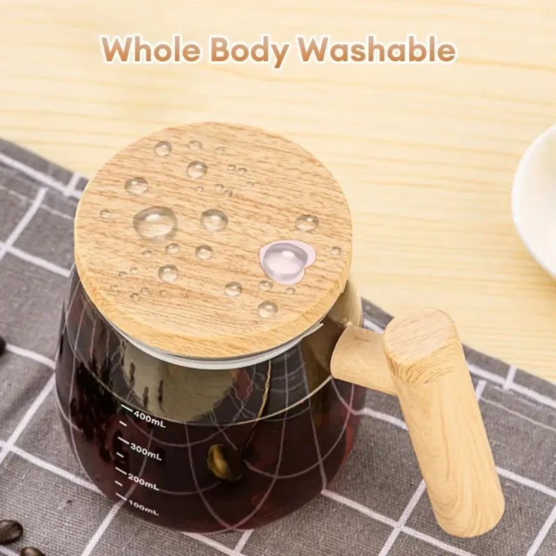 400ML Electric Blender Mixer Pot， Portable Self Stirring Glass Coffee Cup Mugs for Milk Latte Coffee Drinks Mixing