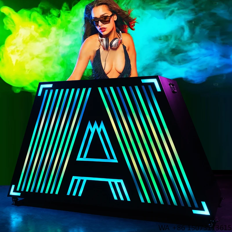

Высококачественный железный LED-стол для диджеев с индивидуальным логотипом, для ночных клубов, складной диджейский пульт, большой белый стенд-витрина на высоких подставках